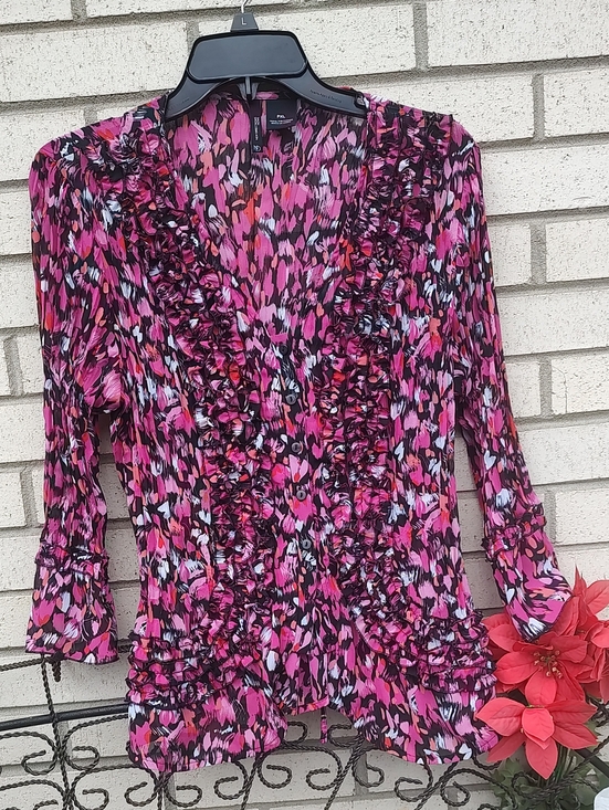 new directions Tops - New Directions// Ruffled V-Neck Blouse